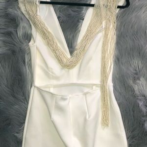 asos deep plunge pearl back midi dress